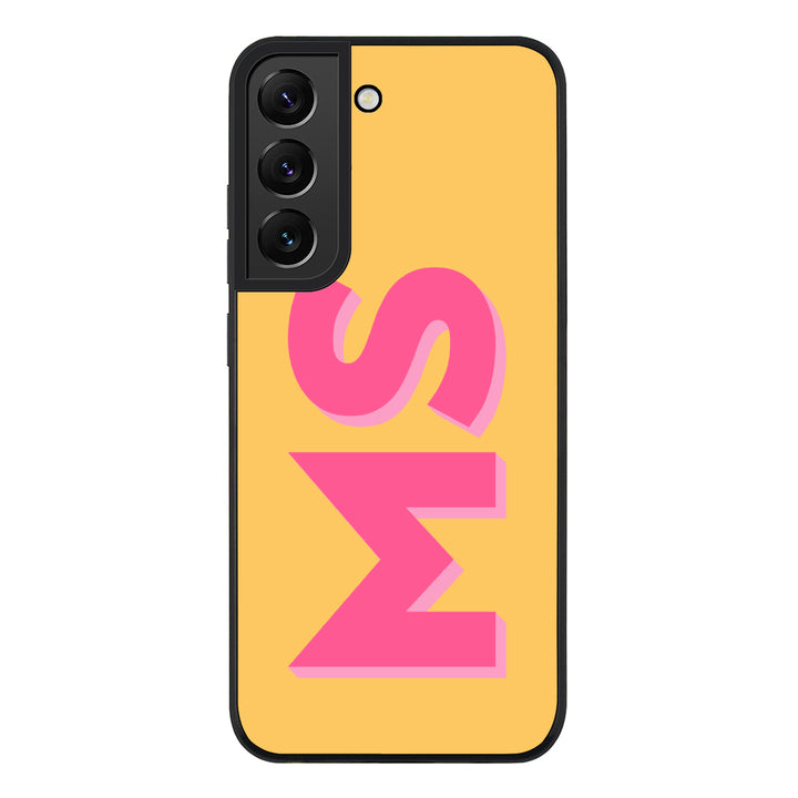 Samsung Galaxy S21 FE 5G / Rugged Black Personalized Monogram Initial 3D Shadow Text Phone Case - Samsung S Series - Stylizedd.com