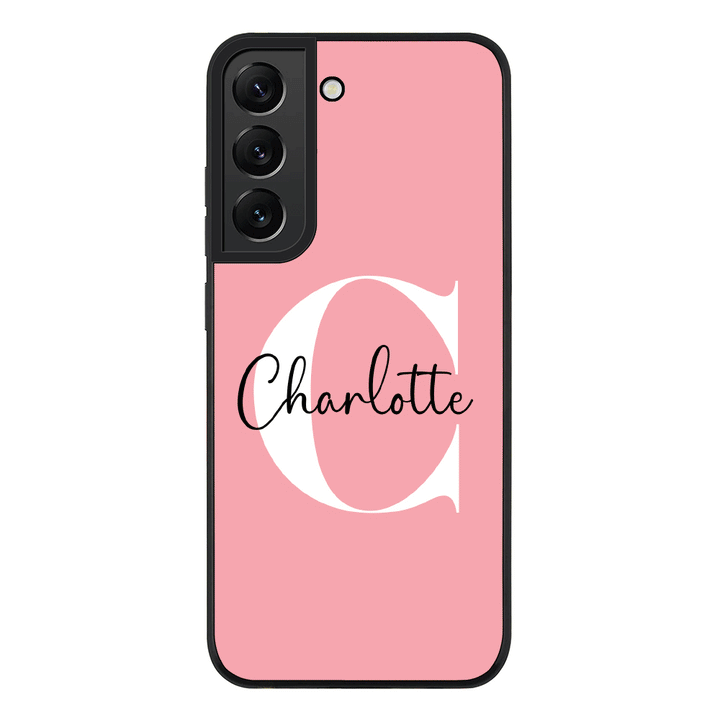 Samsung Galaxy S21 FE 5G / Rugged Black Custom Monogram Large Initial Name & Letter, Phone Case - Samsung S Series - Stylizedd.com