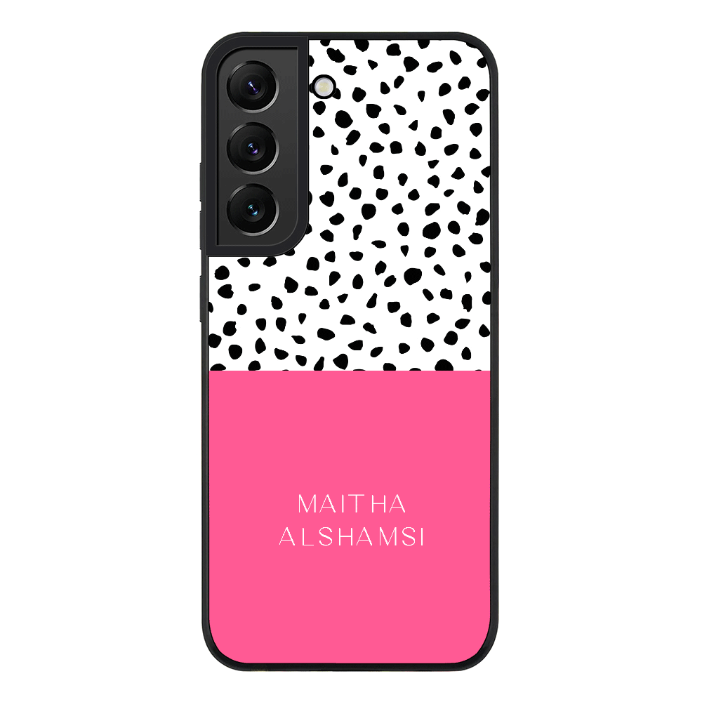 Samsung Galaxy S21 FE 5G / Rugged Black Personalized Text Colorful Spotted Dotted, Phone Case - Samsung S Series - Stylizedd.com