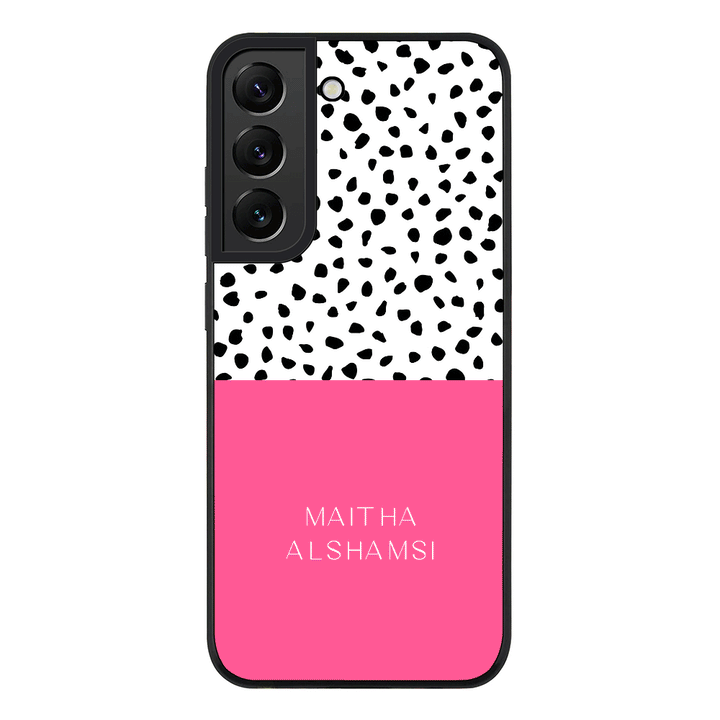 Samsung Galaxy S21 FE 5G / Rugged Black Personalized Text Colorful Spotted Dotted, Phone Case - Samsung S Series - Stylizedd.com