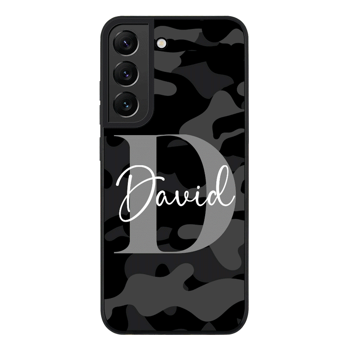 Samsung Galaxy S21 FE 5G / Rugged Black Personalized Name Camouflage Military Camo Phone Case - Samsung S Series - Stylizedd.com