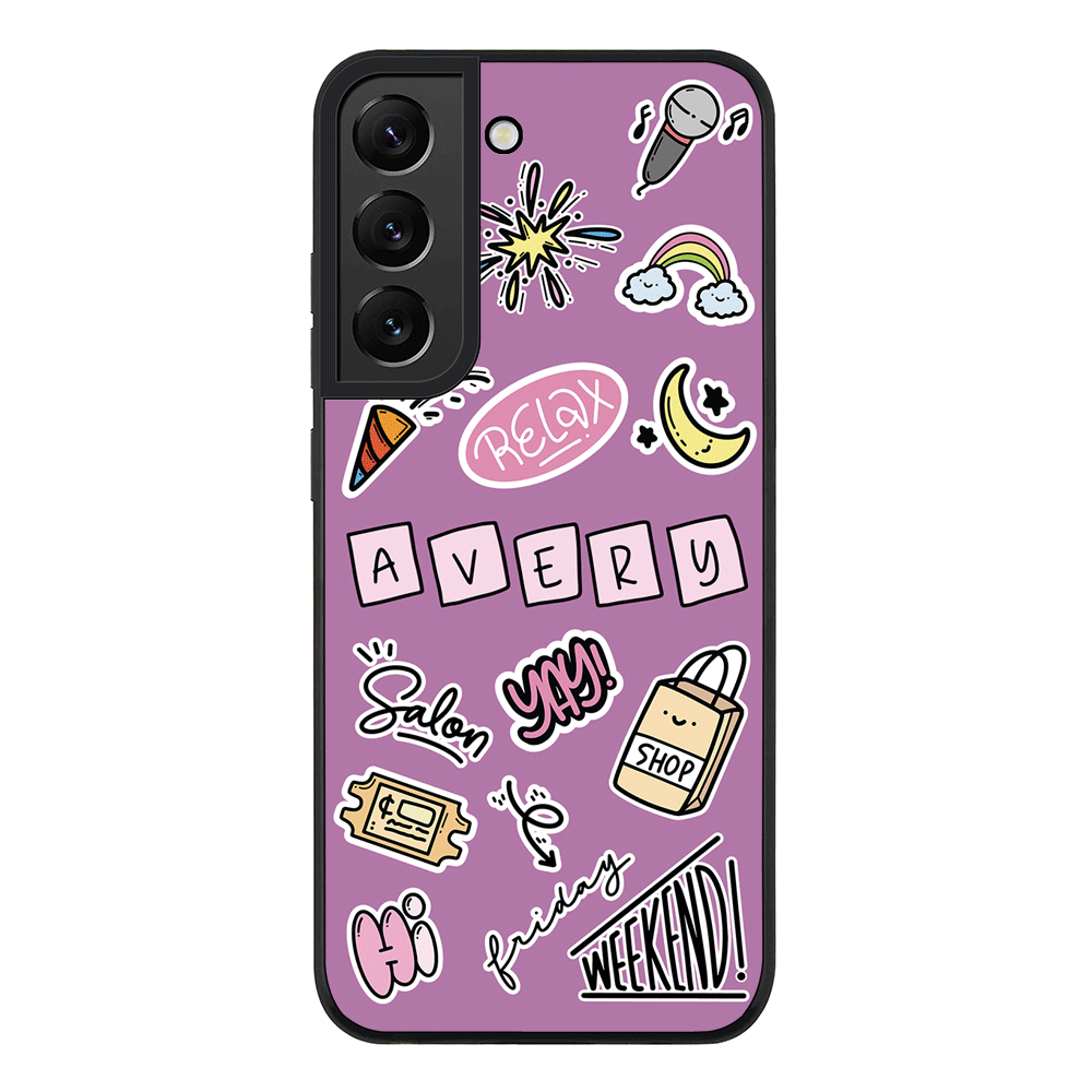 Samsung Galaxy S21 FE 5G / Rugged Black Personalized Name Cute Weekend Girl Sticker, Phone Case - Samsung S Series - Stylizedd.com