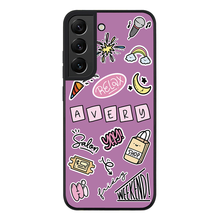 Samsung Galaxy S21 FE 5G / Rugged Black Personalized Name Cute Weekend Girl Sticker, Phone Case - Samsung S Series - Stylizedd.com