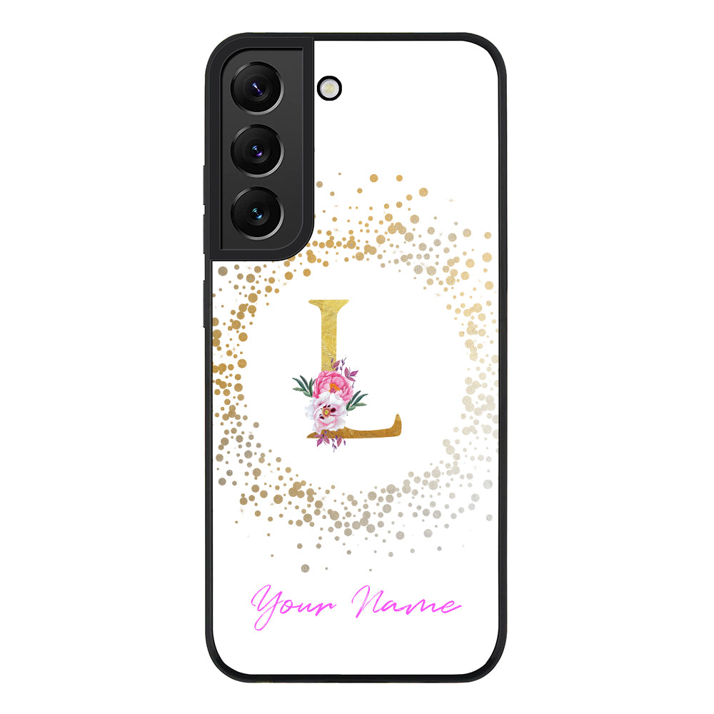Samsung Galaxy S21 FE 5G / Rugged Black Floral Initial Phone Case - Samsung S Series - Stylizedd.com