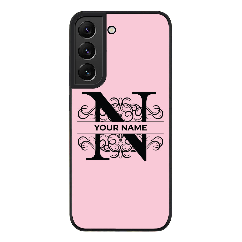 Samsung Galaxy S21 FE 5G / Rugged Black Split Floral Initial Phone Case - Samsung S Series - Stylizedd.com