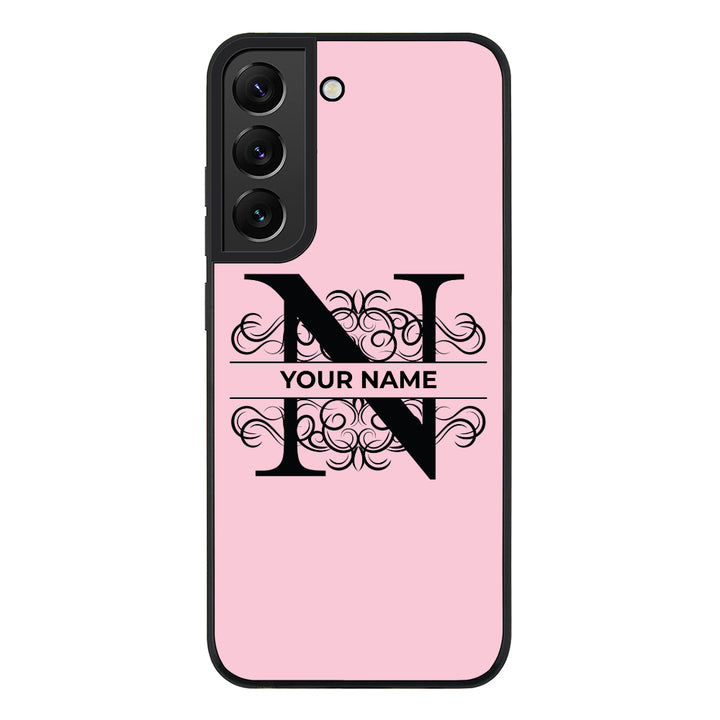 Samsung Galaxy S21 FE 5G / Rugged Black Split Floral Initial Phone Case - Samsung S Series - Stylizedd.com