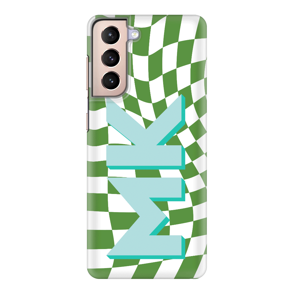 Samsung Galaxy S21 Plus / Snap Classic Custom Monogram Initial Wavy Checkerboard, Phone Case - Samsung S Series - Stylizedd.com