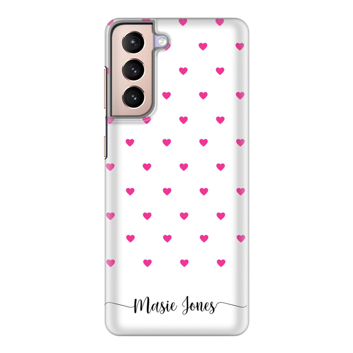 Samsung Galaxy S21 / Snap Classic Heart Pattern Custom Text, My Name Phone Case - Samsung S Series - Stylizedd.com