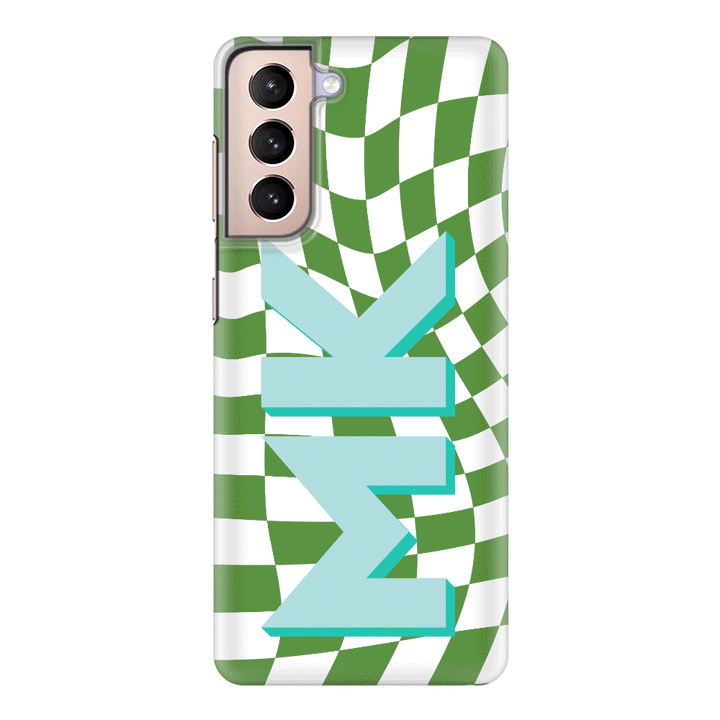 Samsung Galaxy S21 / Snap Classic Custom Monogram Initial Wavy Checkerboard, Phone Case - Samsung S Series - Stylizedd.com