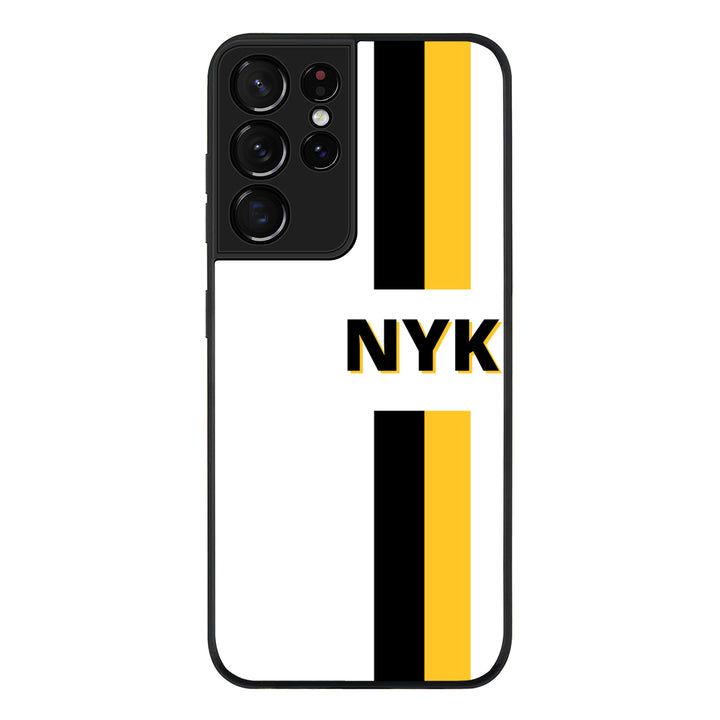 Samsung Galaxy S21 Ultra / Rugged Black Custom Striped Monogram Phone Case - Samsung S Series - Stylizedd.com