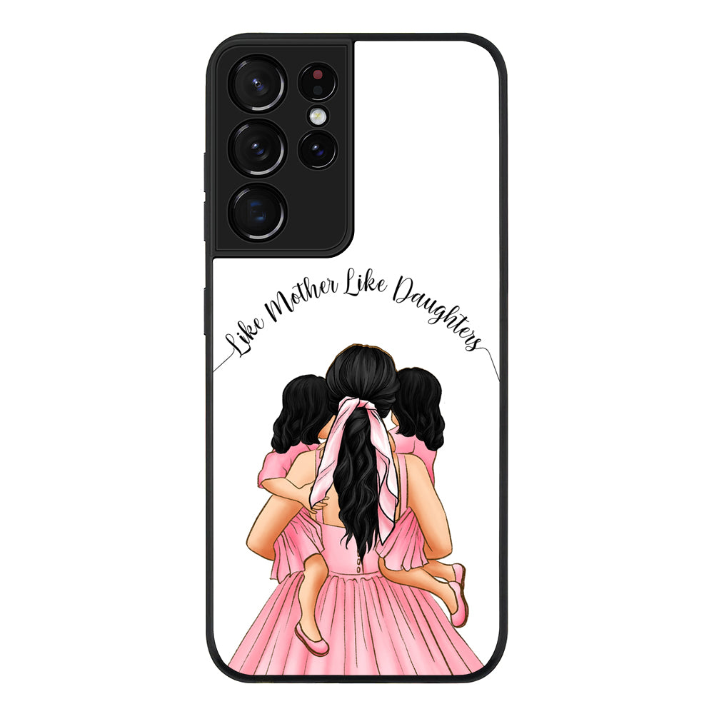 Samsung Galaxy S21 Ultra / Rugged Black Mother 2 daughters Custom Clipart, Text Phone Case - Samsung S Series - Stylizedd.com