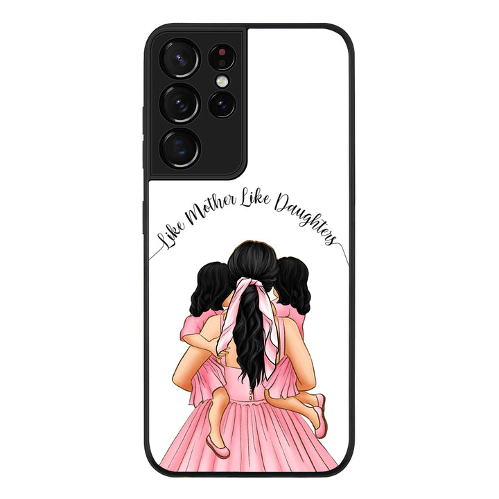 Samsung Galaxy S21 Ultra / Rugged Black Mother 2 daughters Custom Clipart, Text Phone Case - Samsung S Series - Stylizedd.com
