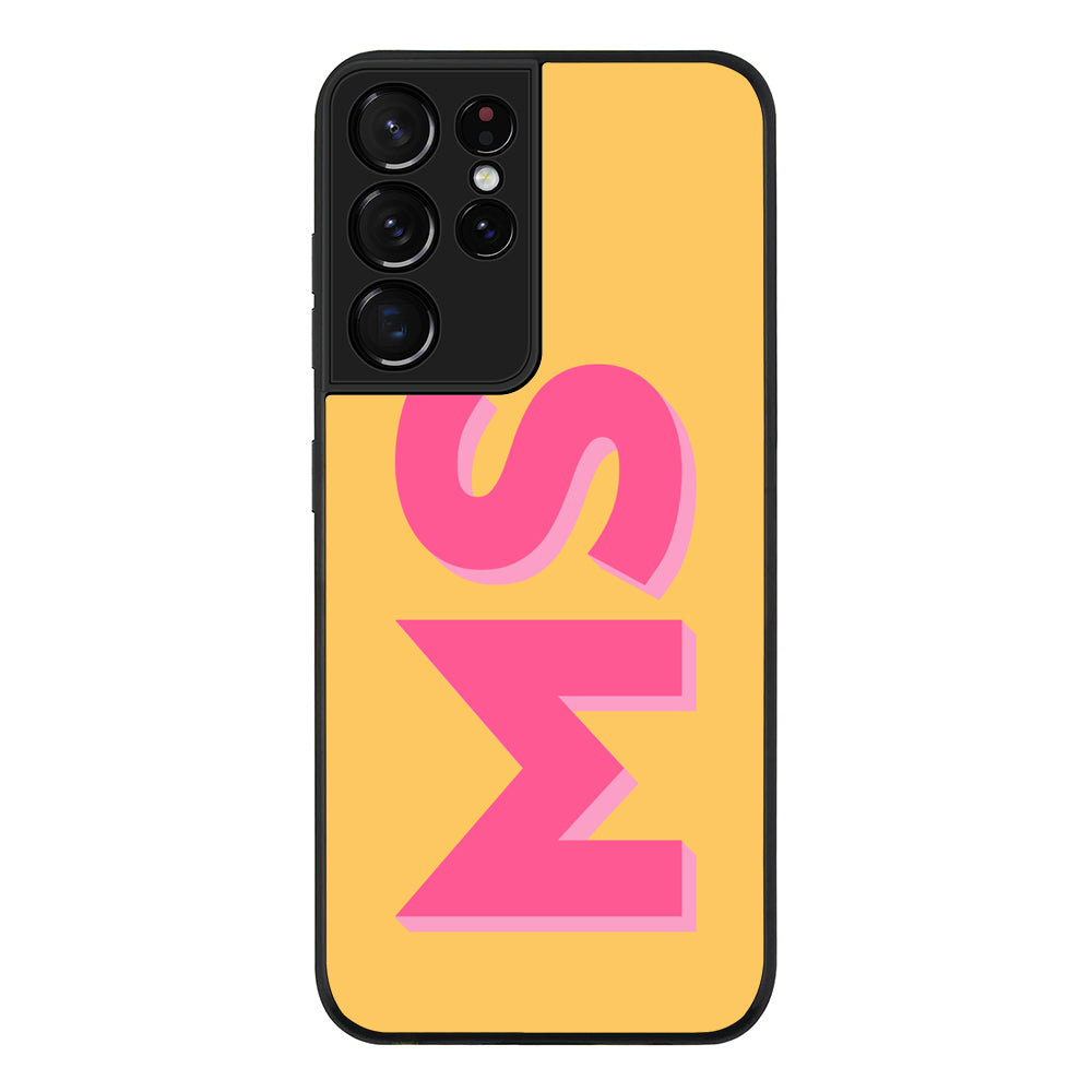 Samsung Galaxy S21 Ultra / Rugged Black Personalized Monogram Initial 3D Shadow Text Phone Case - Samsung S Series - Stylizedd.com
