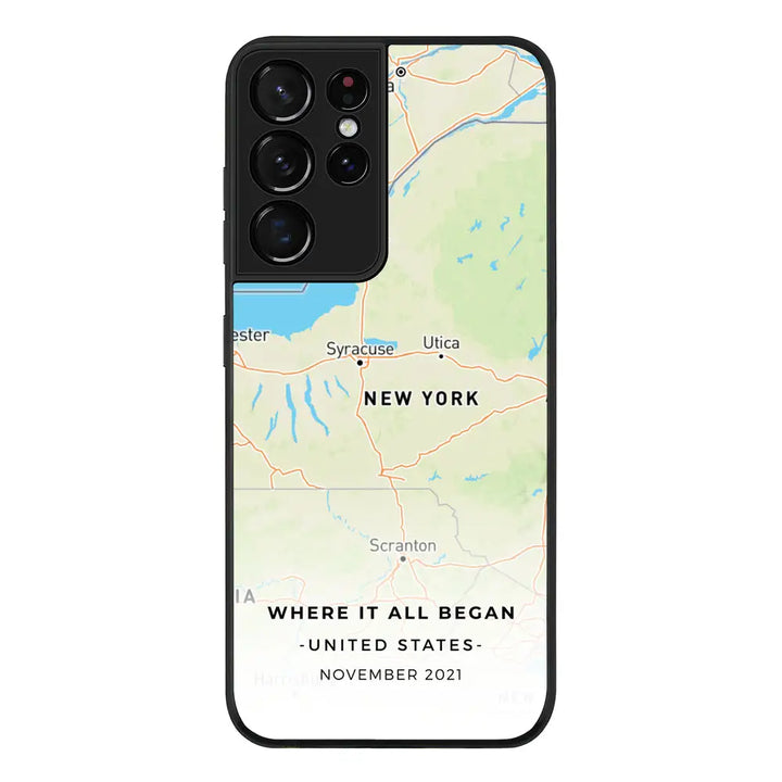 Samsung Galaxy S21 Ultra / Rugged Black Personalized map, Phone Case - Samsung S Series - Stylizedd.com