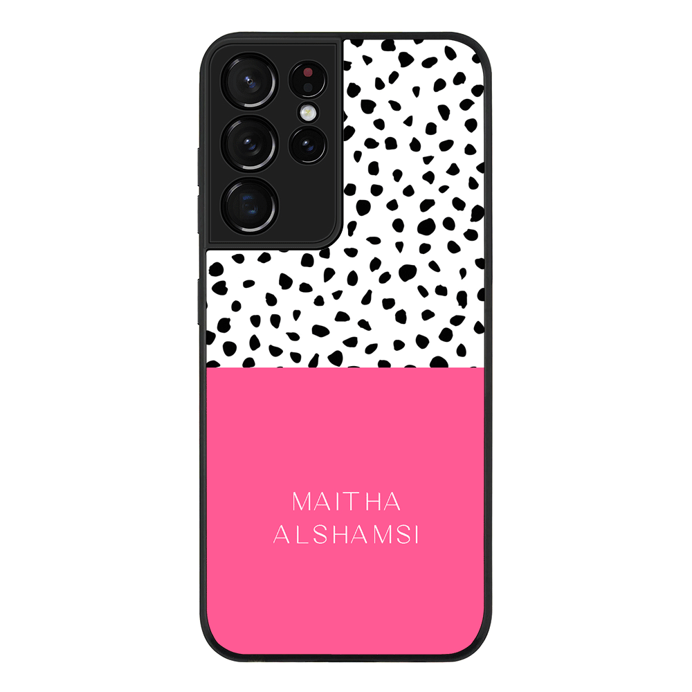 Samsung Galaxy S21 Ultra / Rugged Black Personalized Text Colorful Spotted Dotted, Phone Case - Samsung S Series - Stylizedd.com