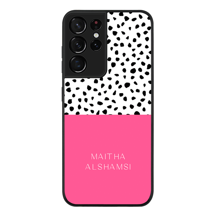 Samsung Galaxy S21 Ultra / Rugged Black Personalized Text Colorful Spotted Dotted, Phone Case - Samsung S Series - Stylizedd.com