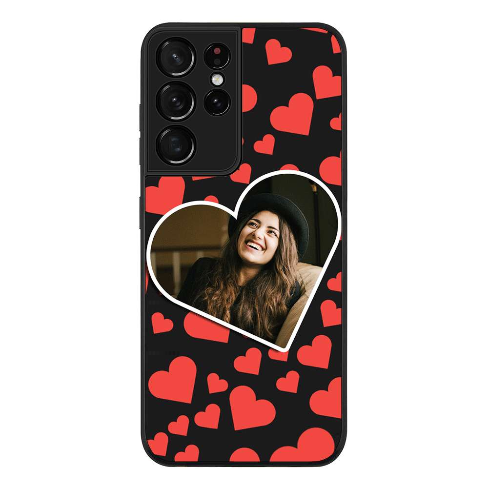 Samsung Galaxy S21 Ultra / Rugged Black Custom Photo Heart shaped, Phone Case - Samsung S Series - Samsung S Series - Stylizedd.com