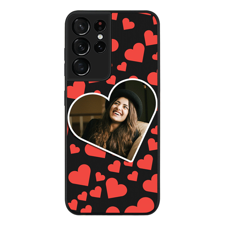 Samsung Galaxy S21 Ultra / Rugged Black Custom Photo Heart shaped, Phone Case - Samsung S Series - Samsung S Series - Stylizedd.com
