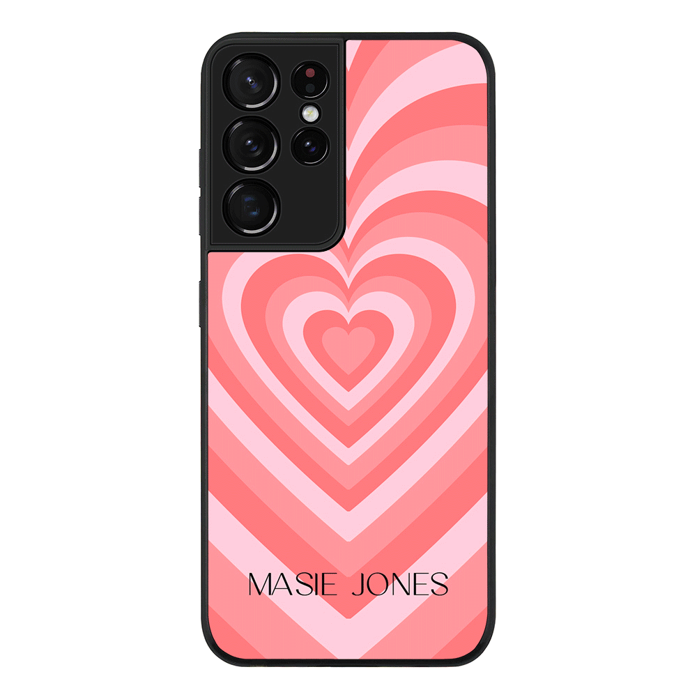Samsung Galaxy S21 Ultra / Rugged Black Personalized Name Retro Hearts, Phone Case - Samsung S Series - Stylizedd.com