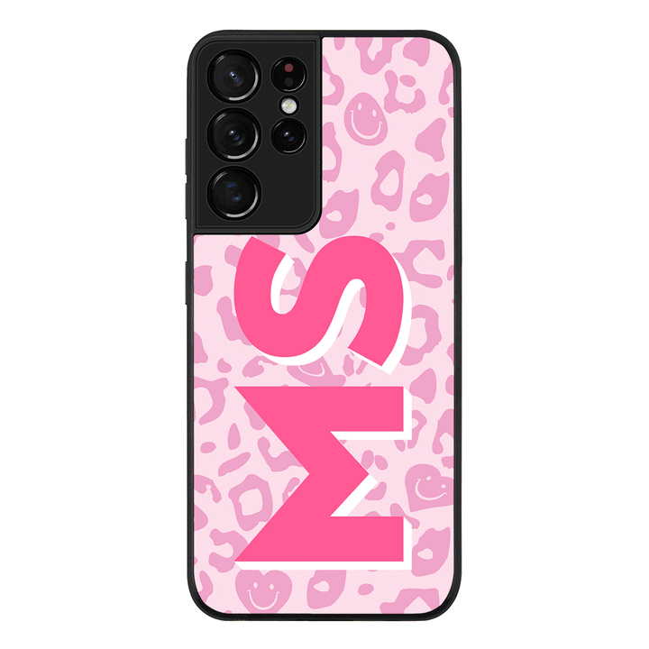 Samsung Galaxy S21 Ultra / Rugged Black Custom Monogram Initial 3D Shadow Text Seamless Pattern, Phone Case - Samsung S Series - Stylizedd.com