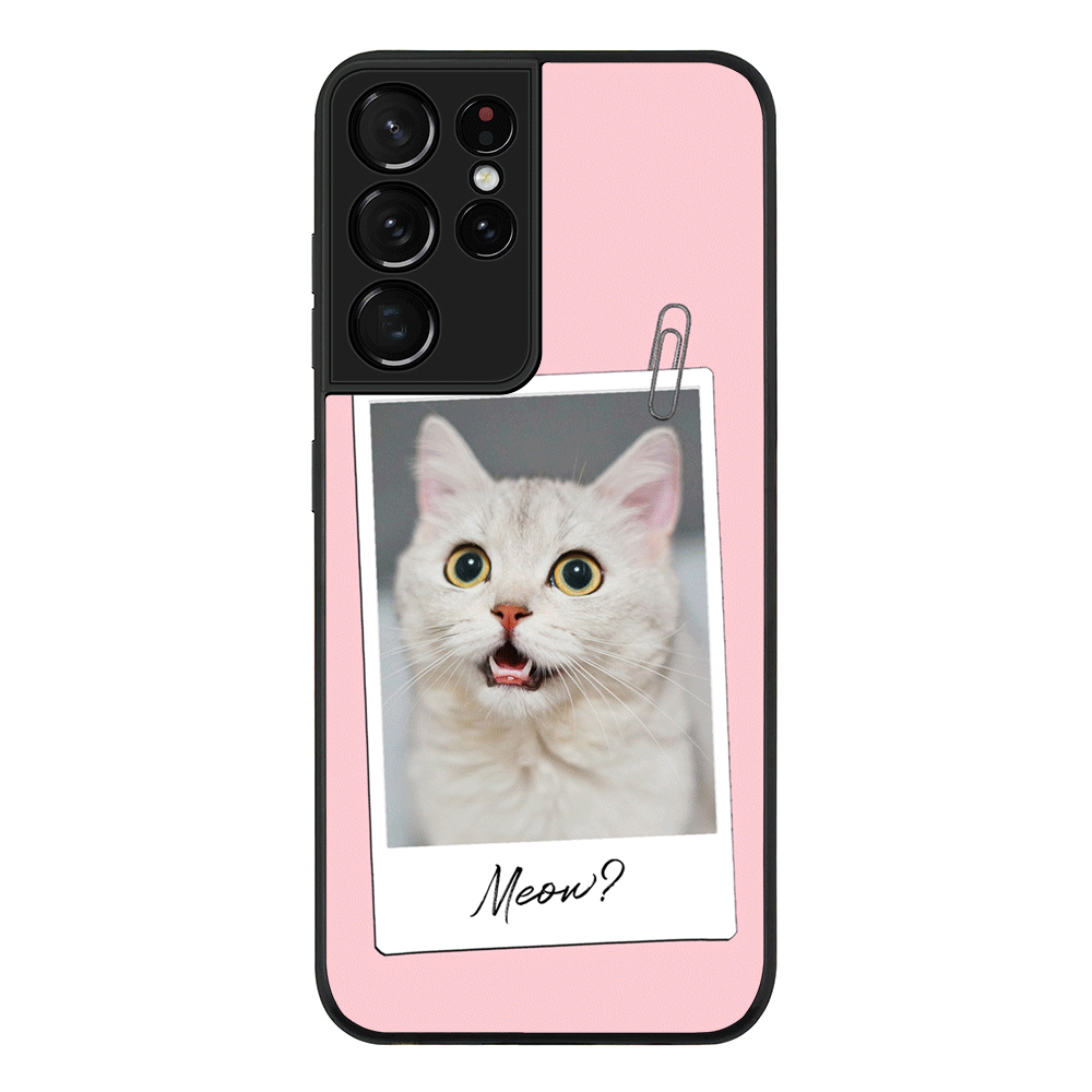 Samsung Galaxy S21 Ultra / Rugged Black Polaroid Photo Pet Cat, Phone Case - Samsung S Series- Stylizedd.com