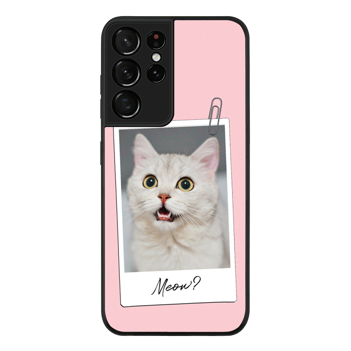 Samsung Galaxy S21 Ultra / Rugged Black Polaroid Photo Pet Cat, Phone Case - Samsung S Series- Stylizedd.com