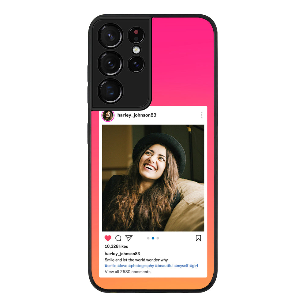 Samsung Galaxy S21 Ultra / Rugged Black Custom Photo Instagram Post Template, Phone Case - Samsung S Series - Stylizedd.com