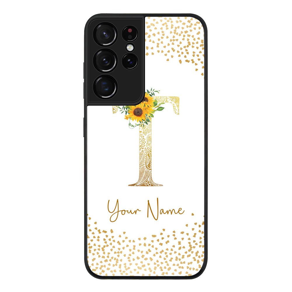 Samsung Galaxy S21 Ultra / Rugged Black Floral Mandala Initial Phone Case - Samsung S Series - Stylizedd.com