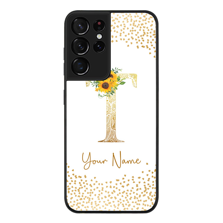 Samsung Galaxy S21 Ultra / Rugged Black Floral Mandala Initial Phone Case - Samsung S Series - Stylizedd.com