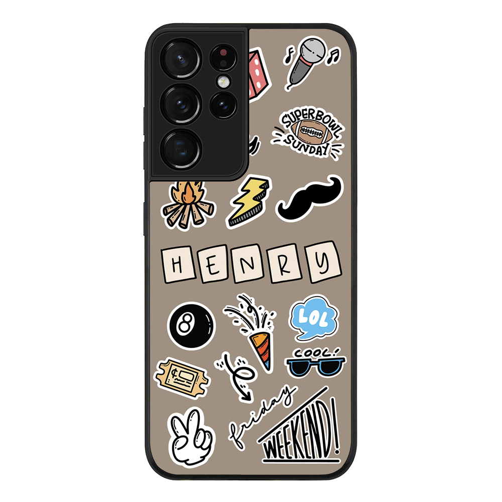 Samsung Galaxy S21 Ultra / Rugged Black Personalized Name Lucky Guy Sticker, Phone Case - Samsung S Series - Stylizedd.com