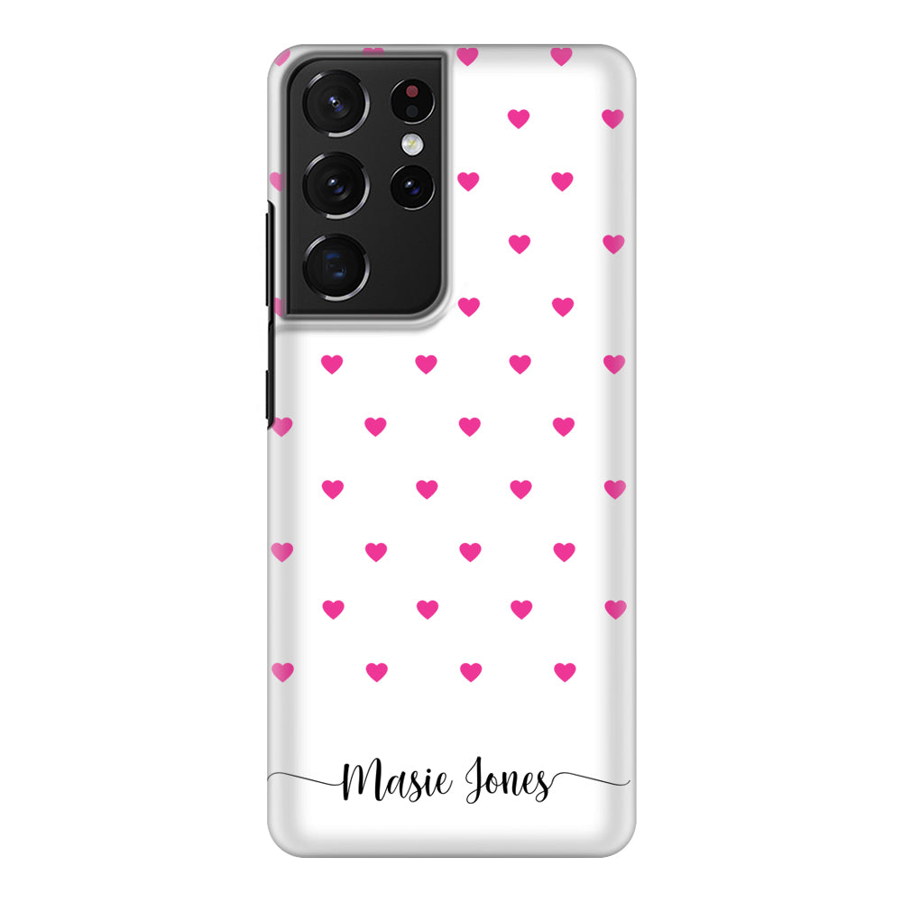 Samsung Galaxy S21 Ultra / Snap Classic Heart Pattern Custom Text, My Name Phone Case - Samsung S Series - Stylizedd.com