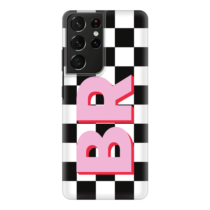 Samsung Galaxy S21 Ultra / Snap Classic Custom Monogram Initial Checkerboard, Phone Case - Samsung S Series - Stylizedd.com