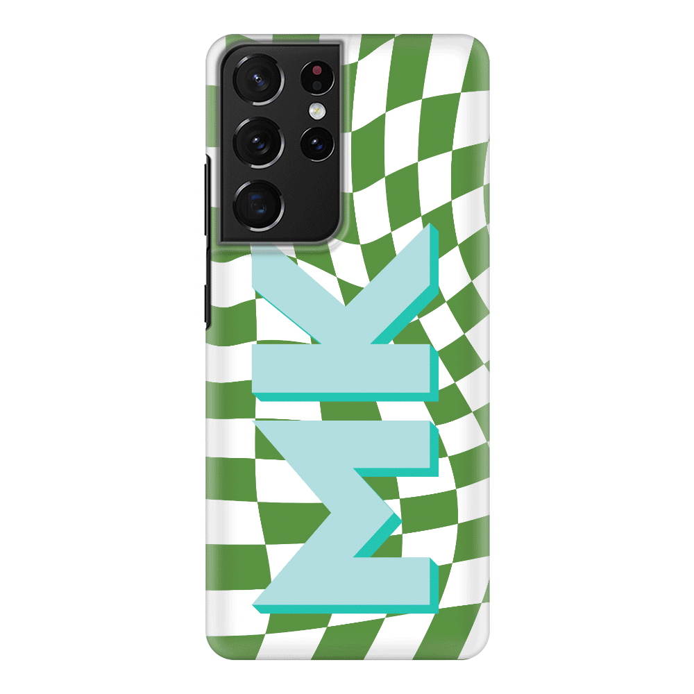 Samsung Galaxy S21 Ultra / Snap Classic Custom Monogram Initial Wavy Checkerboard, Phone Case - Samsung S Series - Stylizedd.com