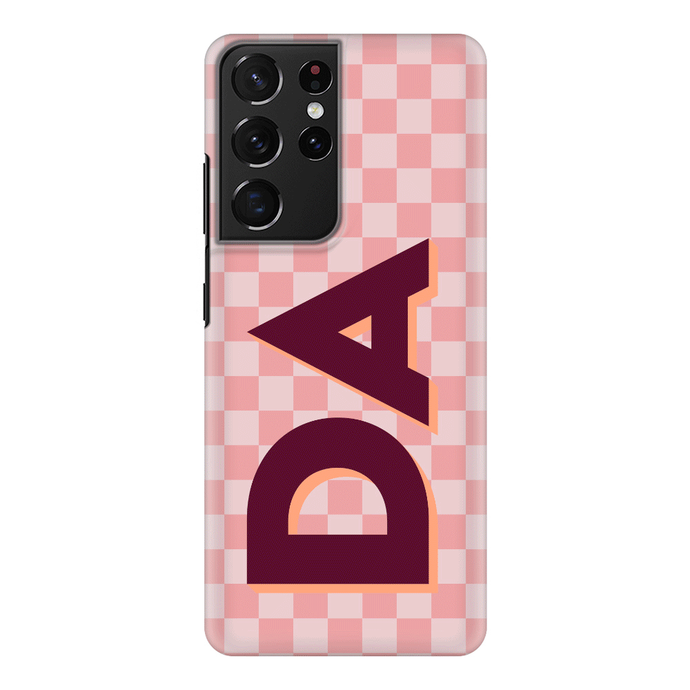 Samsung Galaxy S21 Ultra / Snap Classic Custom Monogram Initial Small Checkerboard, Phone Case - Samsung S Series - Stylizedd.com