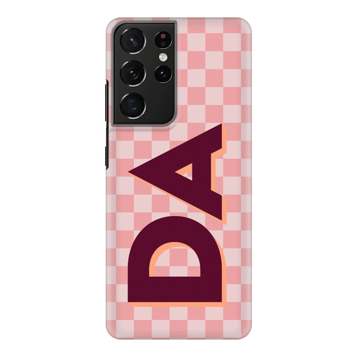 Samsung Galaxy S21 Ultra / Snap Classic Custom Monogram Initial Small Checkerboard, Phone Case - Samsung S Series - Stylizedd.com