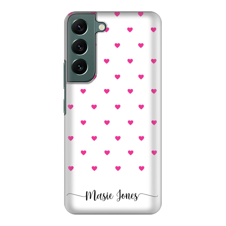 Samsung Galaxy S22 Plus / Snap Classic Heart Pattern Custom Text, My Name Phone Case - Samsung S Series - Stylizedd.com