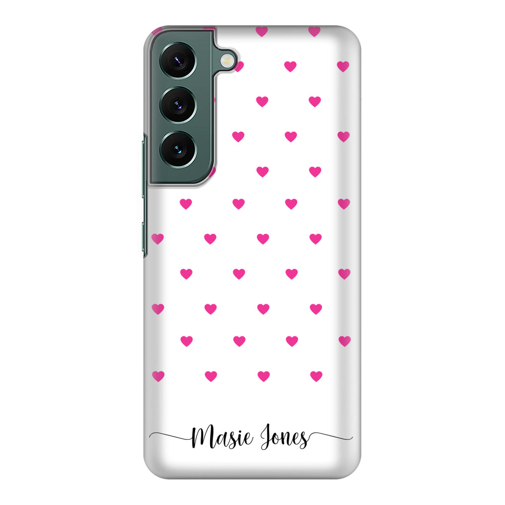 Samsung Galaxy S22 / Snap Classic Heart Pattern Custom Text, My Name Phone Case - Samsung S Series - Stylizedd.com
