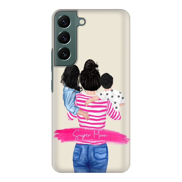 Samsung Galaxy S22 / Snap Classic Custom Clipart Text Mother Son & Daughter Phone Case - Samsung S Series - Stylizedd.com