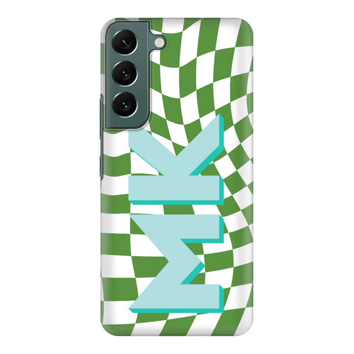 Samsung Galaxy S22 / Snap Classic Custom Monogram Initial Wavy Checkerboard, Phone Case - Samsung S Series - Stylizedd.com