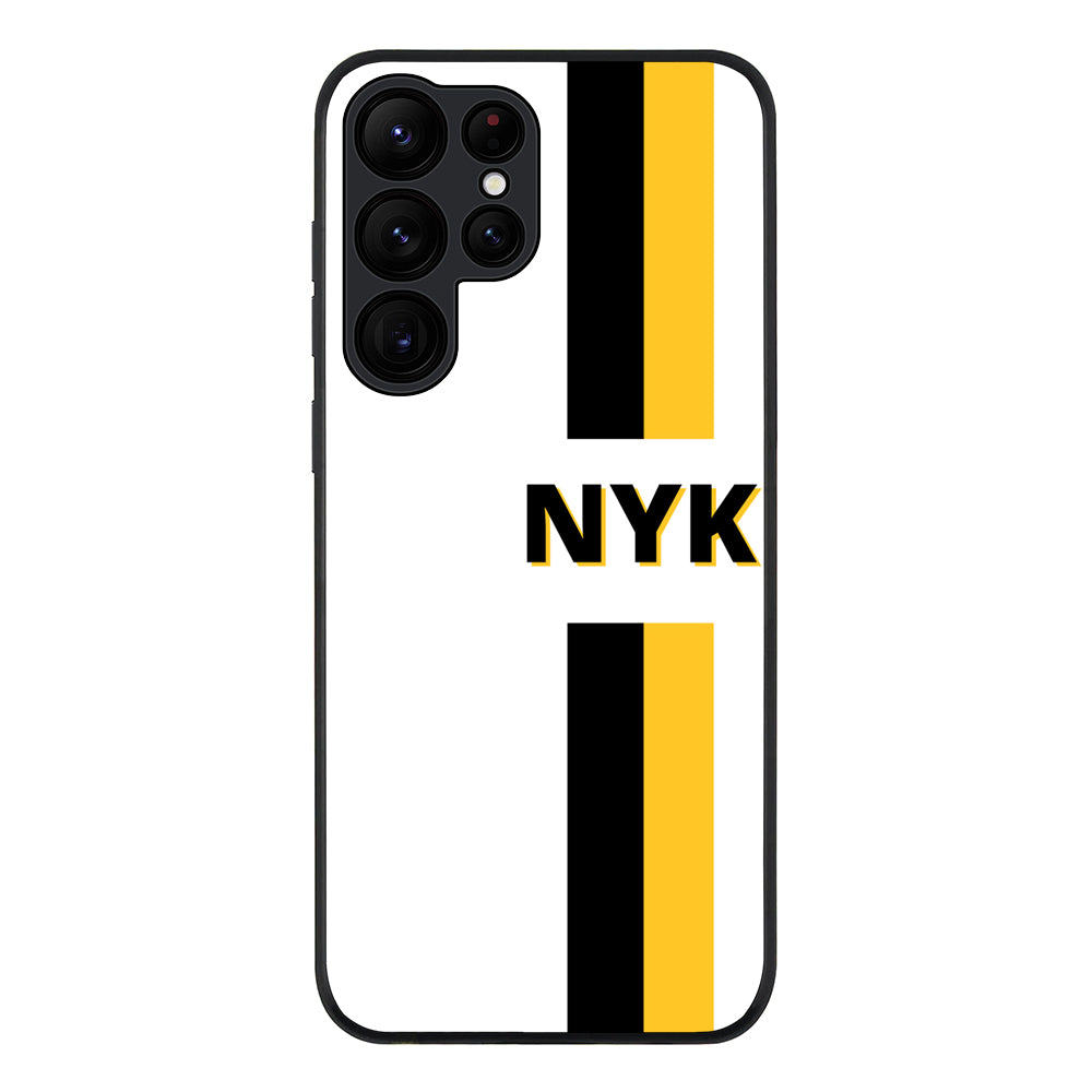 Samsung Galaxy S22 Ultra / Rugged Black Custom Striped Monogram Phone Case - Samsung S Series - Stylizedd.com