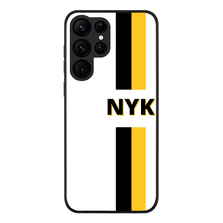 Samsung Galaxy S22 Ultra / Rugged Black Custom Striped Monogram Phone Case - Samsung S Series - Stylizedd.com