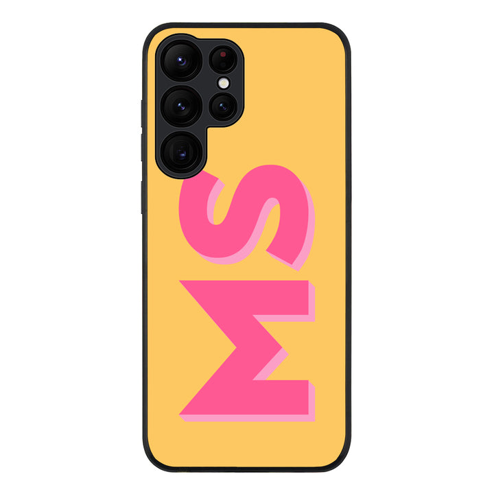 Samsung Galaxy S22 Ultra / Rugged Black Personalized Monogram Initial 3D Shadow Text Phone Case - Samsung S Series - Stylizedd.com