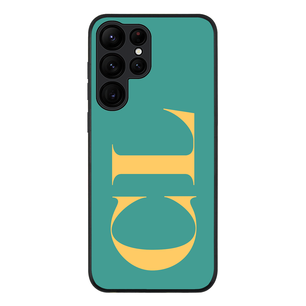 Samsung Galaxy S22 Ultra / Rugged Black Personalized Monogram Large Initial 3D Shadow Text, Phone Case - Samsung S Series - Stylizedd.com