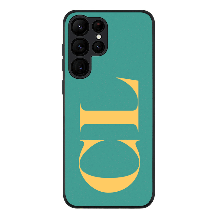 Samsung Galaxy S22 Ultra / Rugged Black Personalized Monogram Large Initial 3D Shadow Text, Phone Case - Samsung S Series - Stylizedd.com