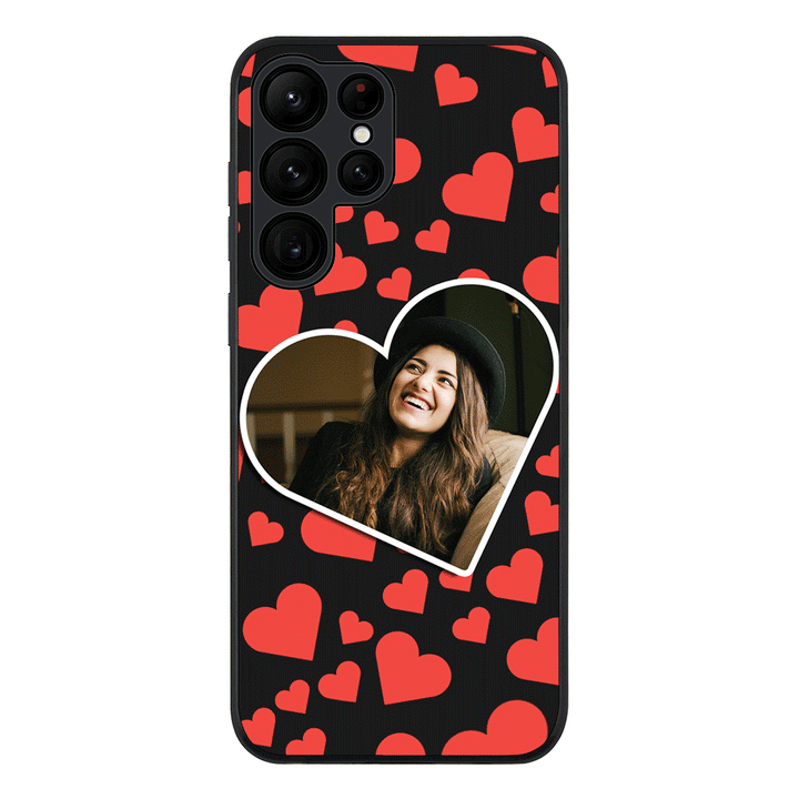 Samsung Galaxy S22 Ultra / Rugged Black Custom Photo Heart shaped, Phone Case - Samsung S Series - Samsung S Series - Stylizedd.com