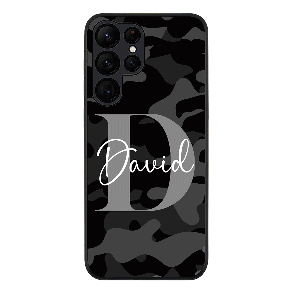 Samsung Galaxy S22 Ultra / Rugged Black Personalized Name Camouflage Military Camo Phone Case - Samsung S Series - Stylizedd.com