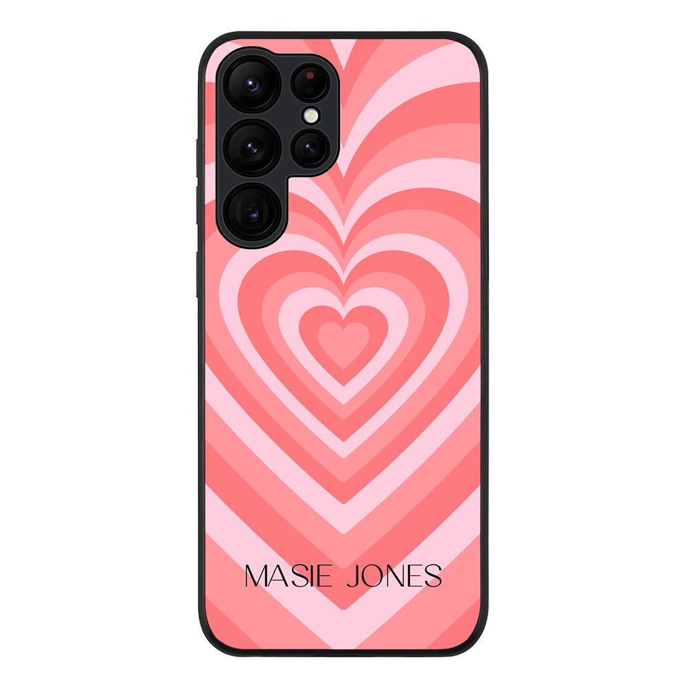 Samsung Galaxy S22 Ultra / Rugged Black Personalized Name Retro Hearts, Phone Case - Samsung S Series - Stylizedd.com