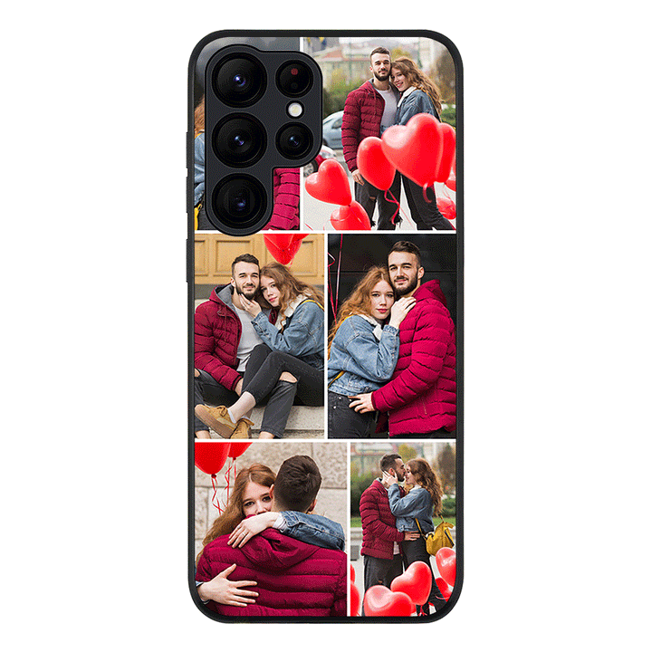 Samsung Galaxy S22 Ultra / Rugged Black Personalised Valentine Photo Collage Grid, Phone Case - Samsung S Series - Stylizedd.com