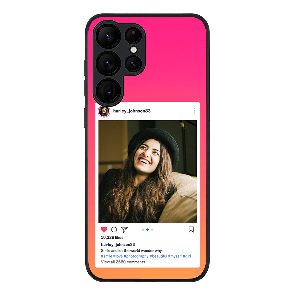 Samsung Galaxy S22 Ultra / Rugged Black Custom Photo Instagram Post Template, Phone Case - Samsung S Series - Stylizedd.com