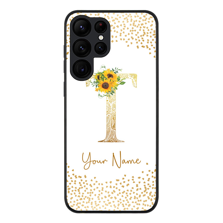 Samsung Galaxy S22 Ultra / Rugged Black Floral Mandala Initial Phone Case - Samsung S Series - Stylizedd.com